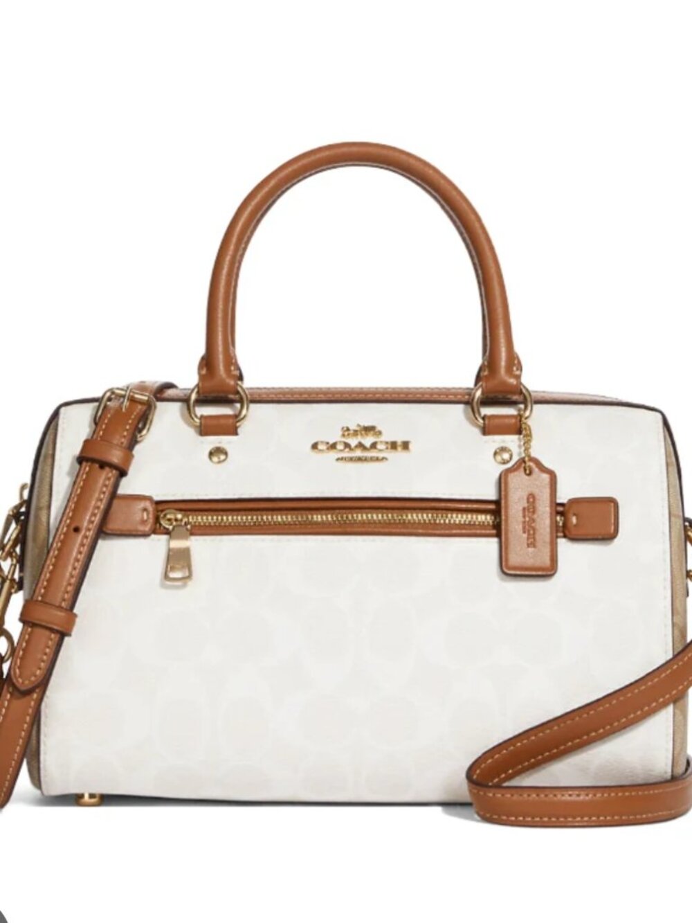 💯 Authentic satchel Signature coated canvas with smooth leather, glacier,ch